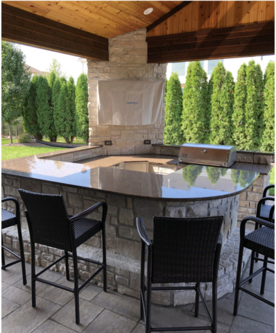 Coffee Brown Leather Granite outdoor kitchen